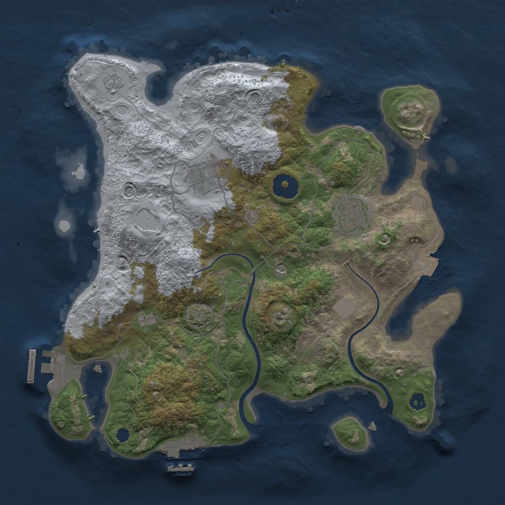 Rust Map: Procedural Map, Size: 3000, Seed: 1046859611, 8 Monuments