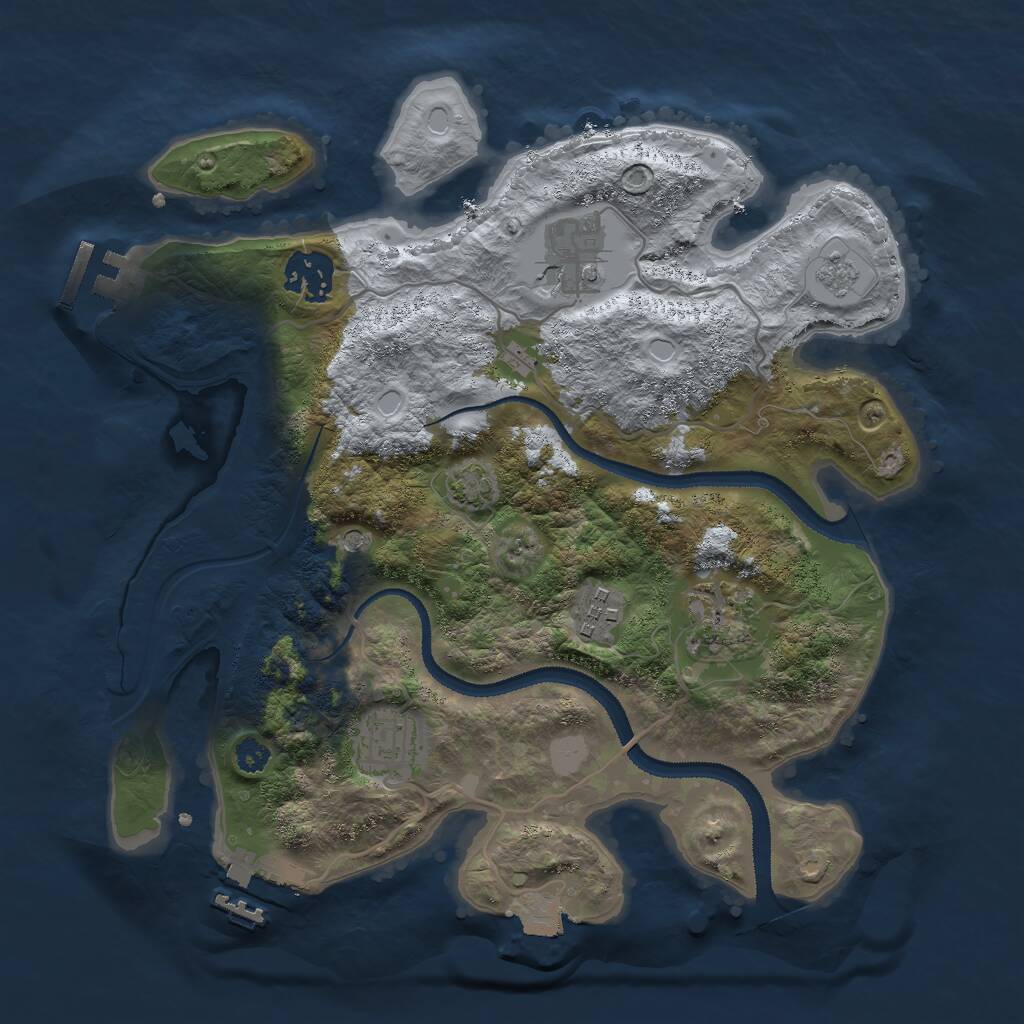 Rust Map: Procedural Map, Size: 3000, Seed: 1268792954, 11 Monuments