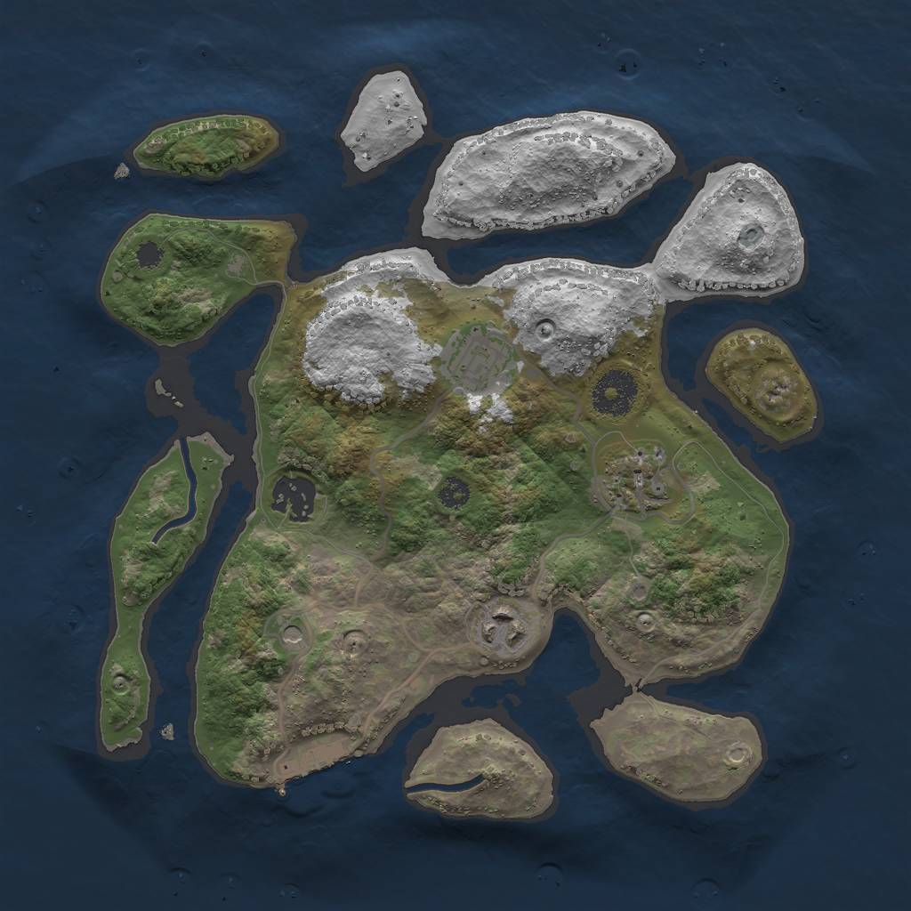 Rust Map: Procedural Map, Size: 3000, Seed: 1268792954, 8 Monuments