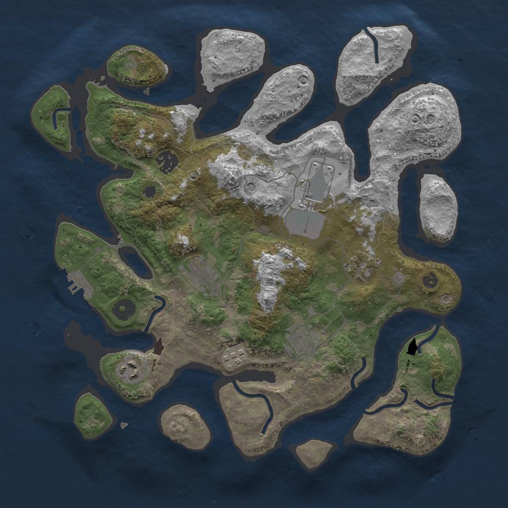 Rust Map: Procedural Map, Size: 3500, Seed: 1863738186, 11 Monuments