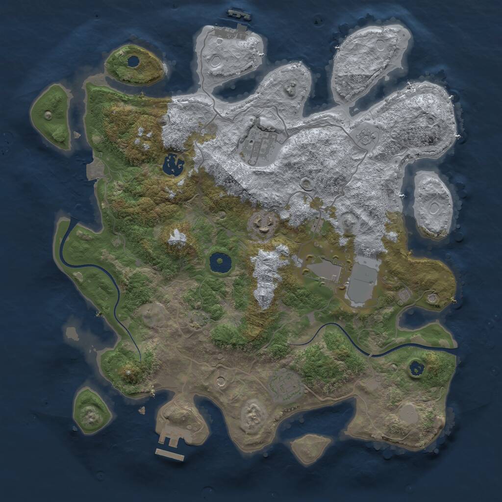 Rust Map: Procedural Map, Size: 3500, Seed: 1863738186, 11 Monuments