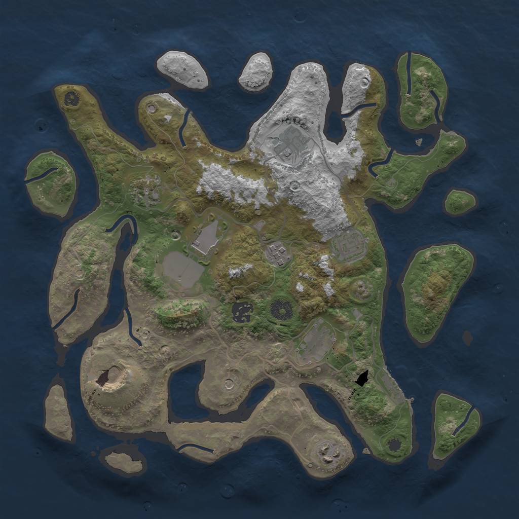 Rust Map: Procedural Map, Size: 3500, Seed: 921075, 13 Monuments