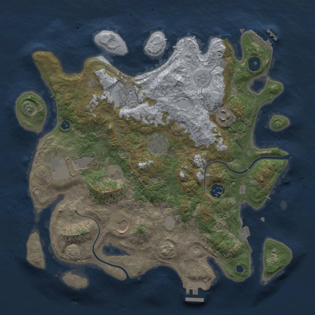 Rust Map: Procedural Map, Size: 3500, Seed: 921075, 12 Monuments