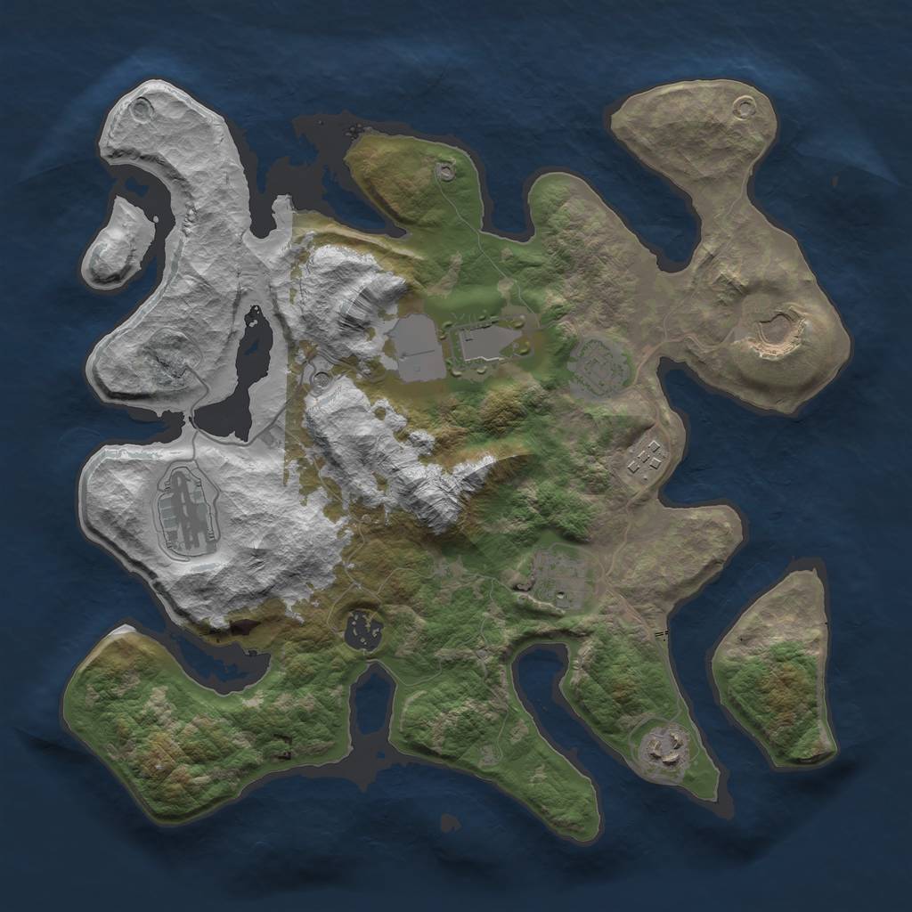 Rust Map: Barren, Size: 3500, Seed: 473, 11 Monuments