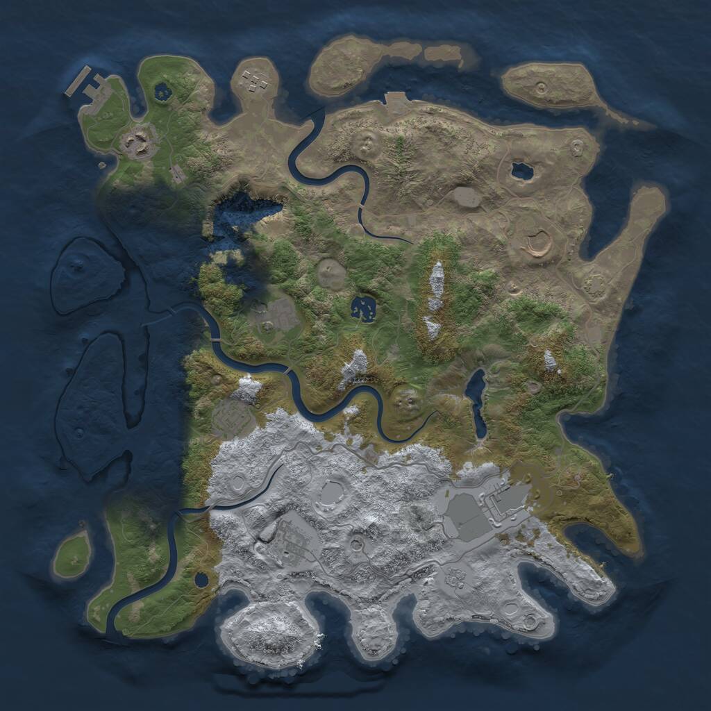 Rust Map: Procedural Map, Size: 4000, Seed: 651654321, 13 Monuments