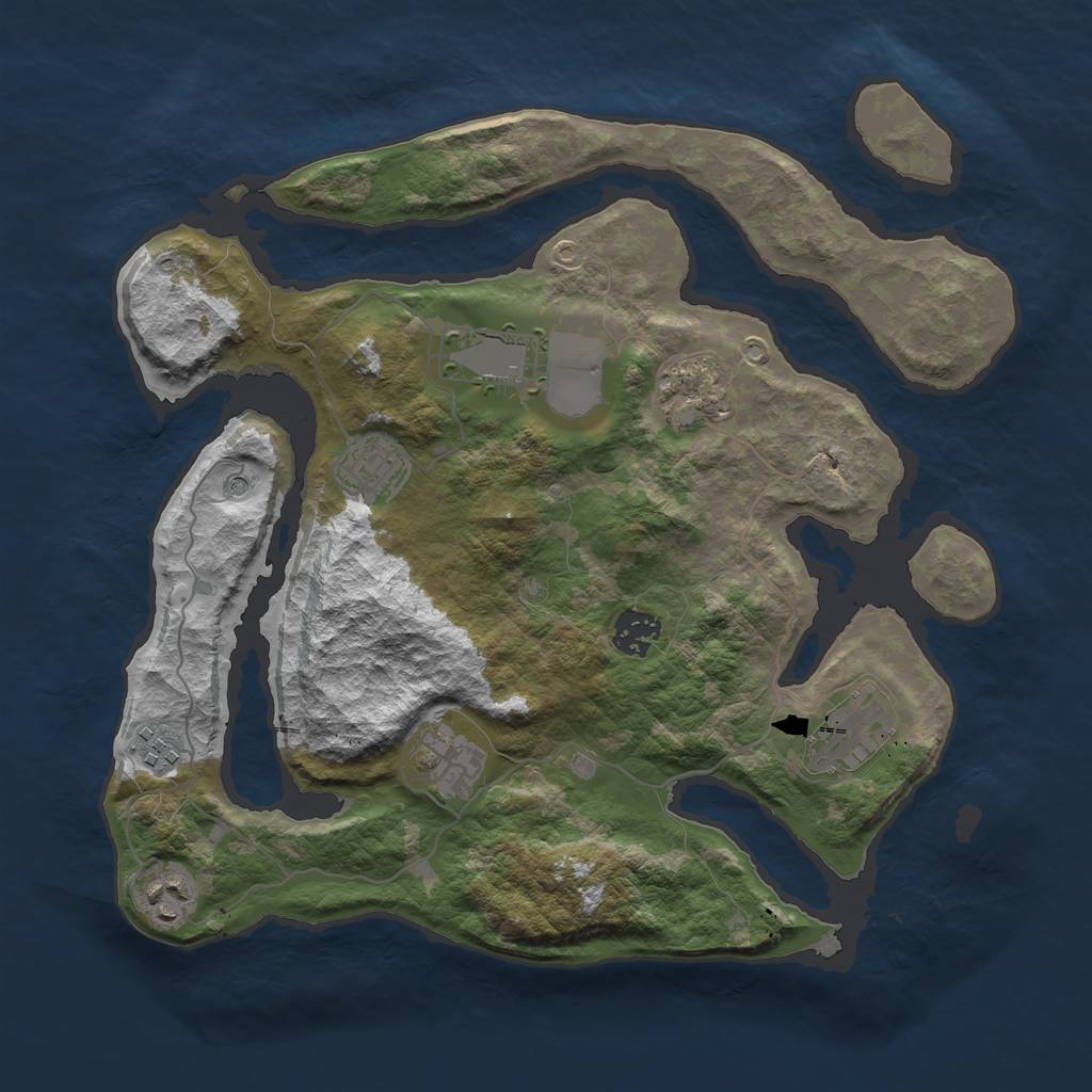 Rust Map: Barren, Size: 3500, Seed: 925, 11 Monuments