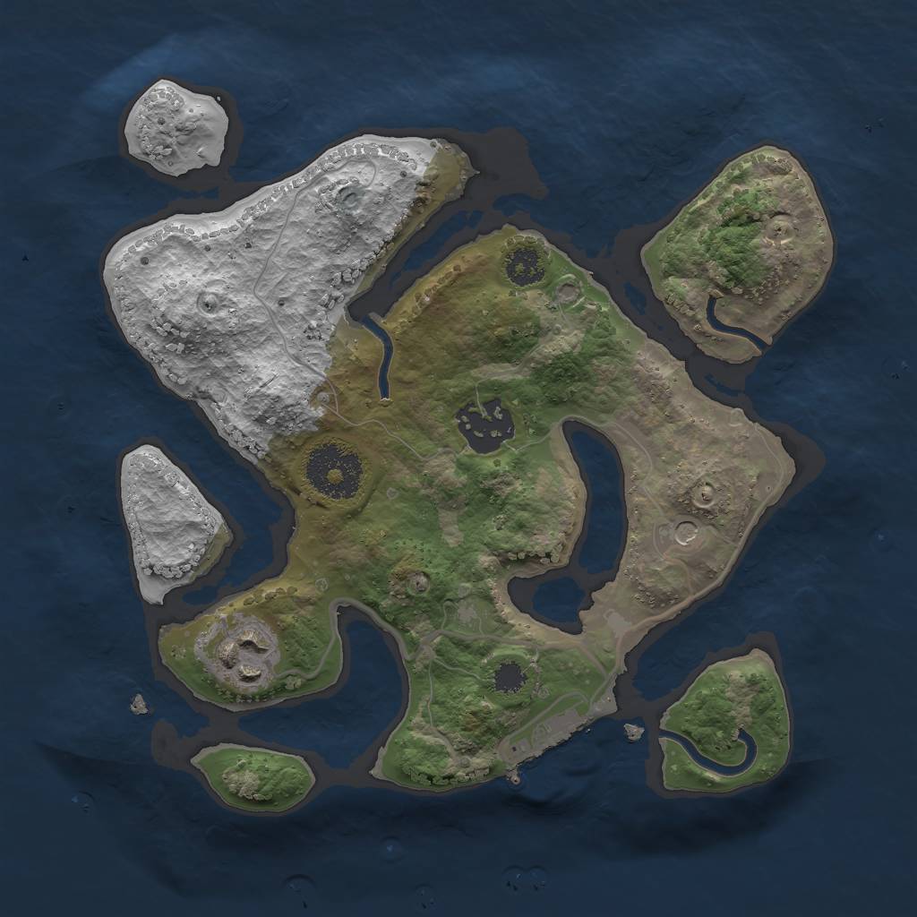 Rust Map: Procedural Map, Size: 2500, Seed: 8888888, 6 Monuments