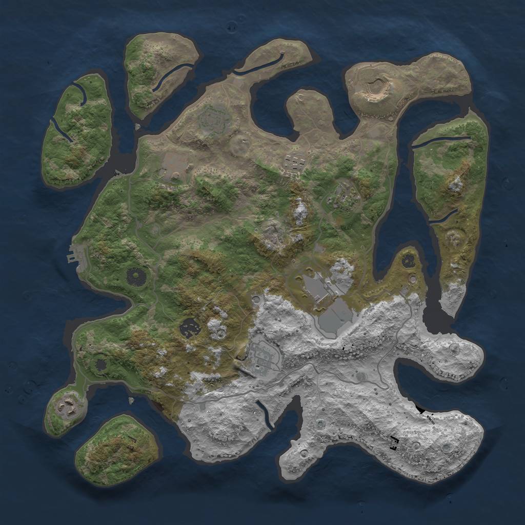 Rust Map: Procedural Map, Size: 4000, Seed: 302904, 13 Monuments