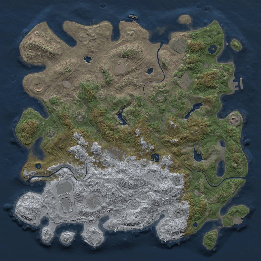 Rust Map: Procedural Map, Size: 4500, Seed: 1295473220, 17 Monuments