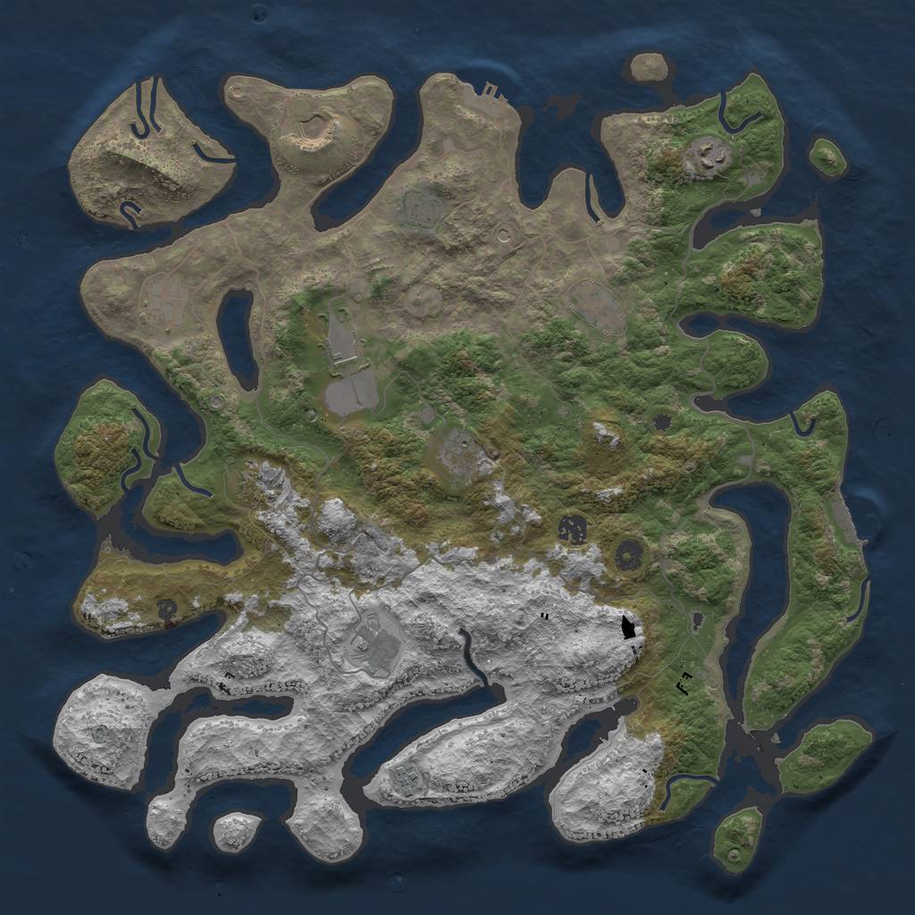 Rust Map: Procedural Map, Size: 4500, Seed: 1295473220, 16 Monuments