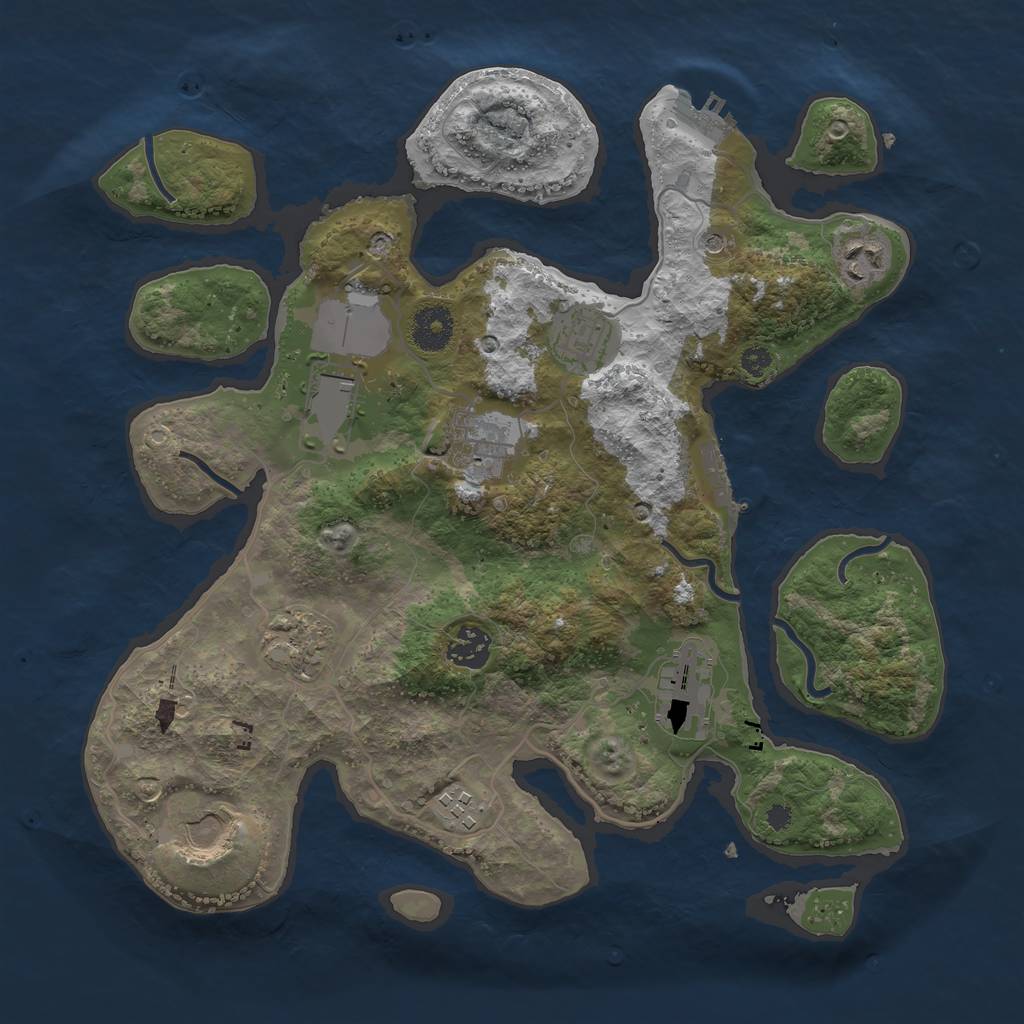 Rust Map: Procedural Map, Size: 3500, Seed: 136520433, 14 Monuments