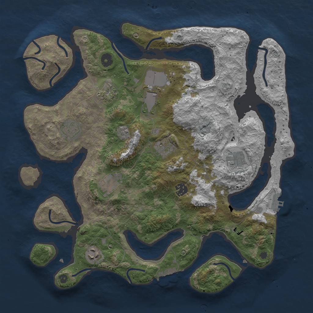 Rust Map: Procedural Map, Size: 3750, Seed: 300170464, 13 Monuments