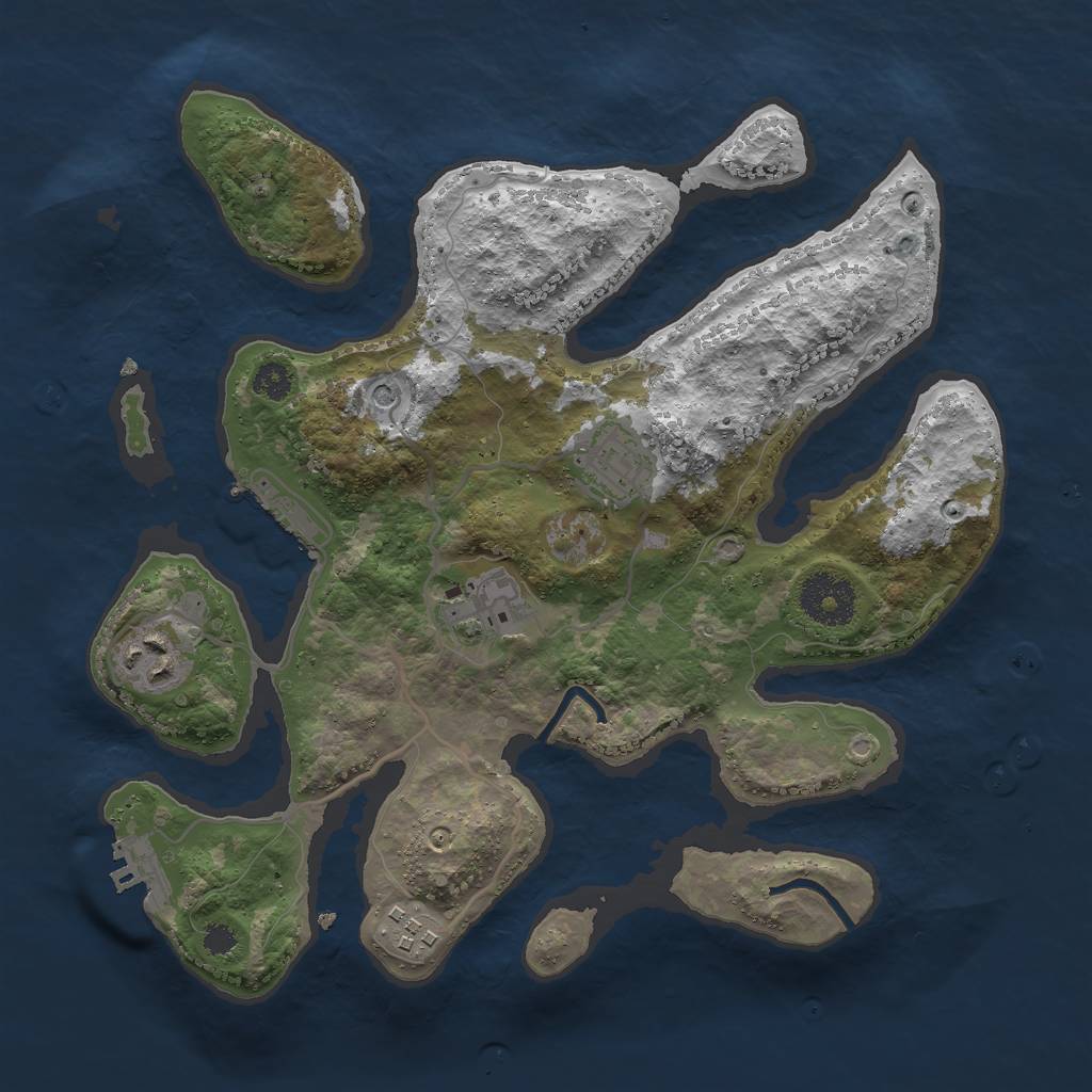 Rust Map: Procedural Map, Size: 3000, Seed: 380720363, 9 Monuments