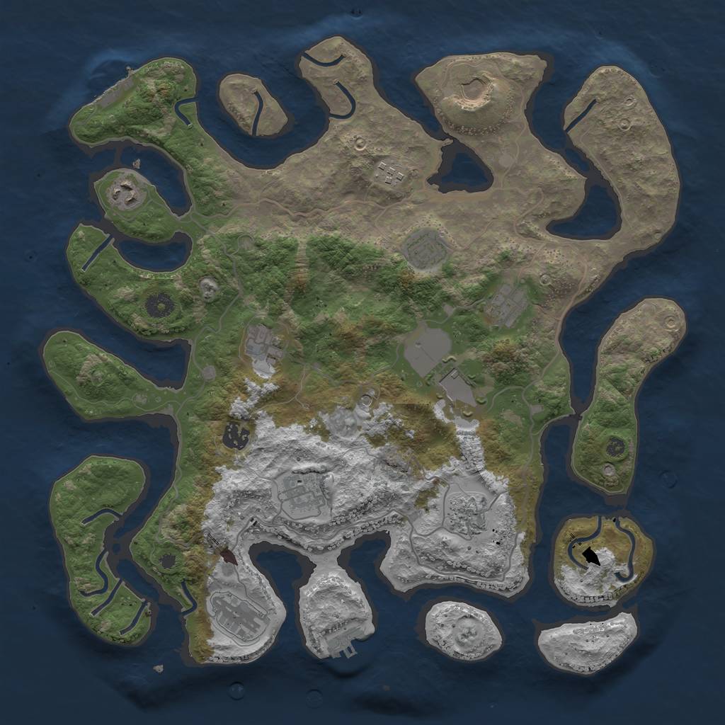 Rust Map: Procedural Map, Size: 4000, Seed: 327378884, 16 Monuments