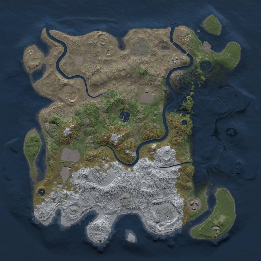 Rust Map: Procedural Map, Size: 3700, Seed: 1950627472, 15 Monuments