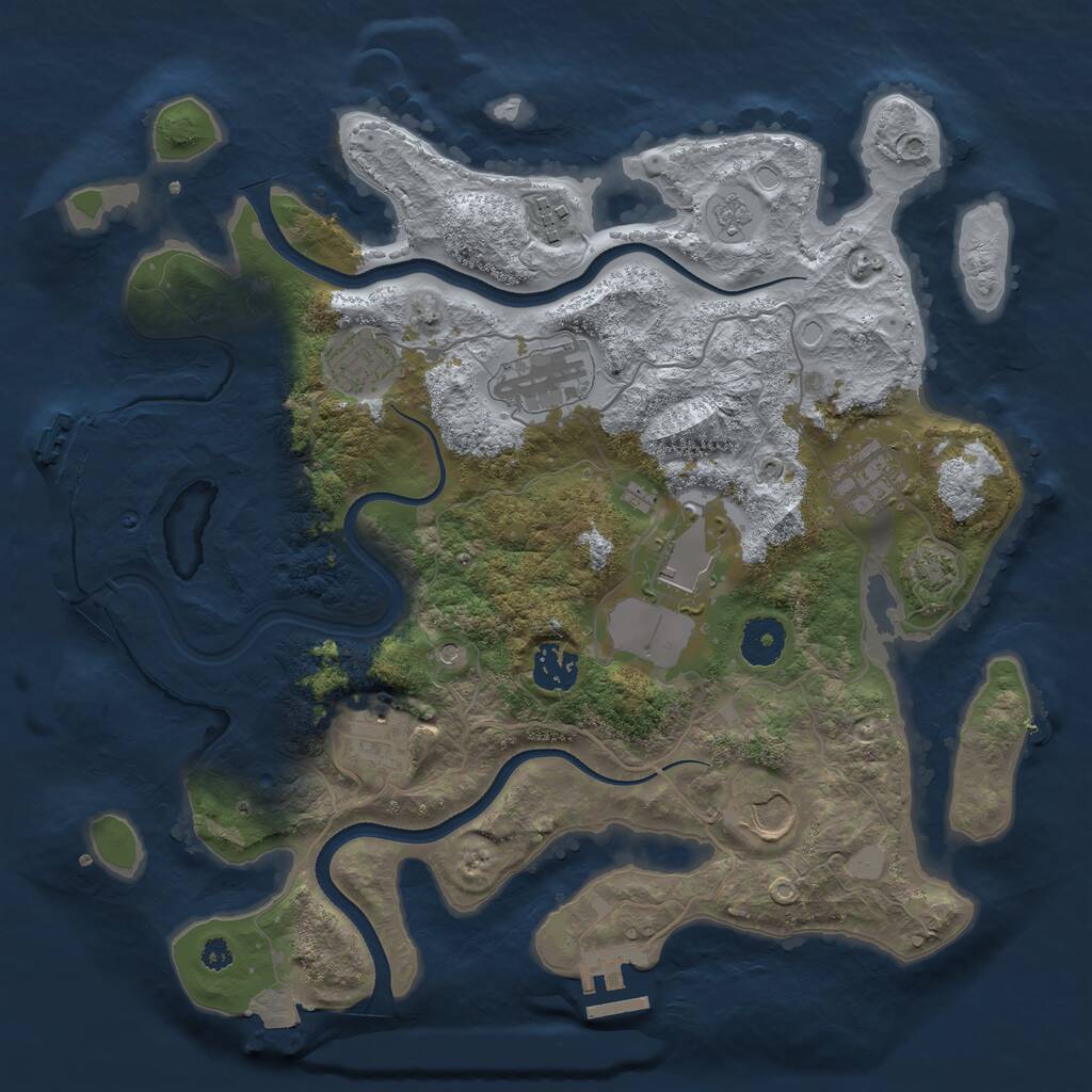 Rust Map: Procedural Map, Size: 3500, Seed: 17123, 14 Monuments