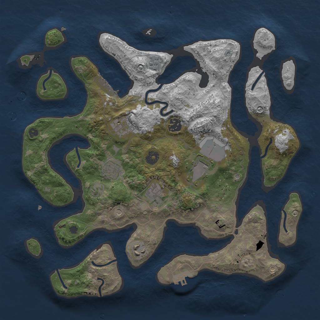 Rust Map: Procedural Map, Size: 3500, Seed: 17123, 12 Monuments