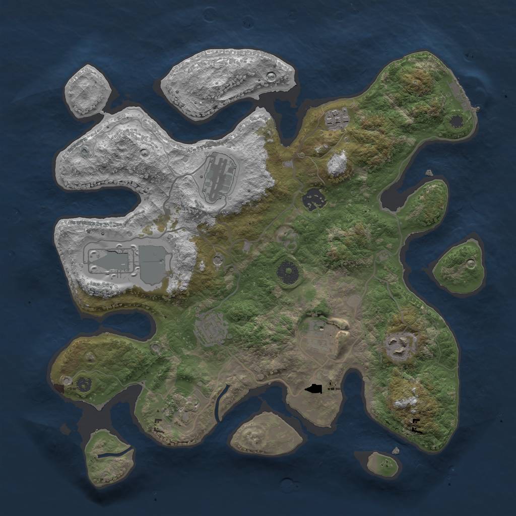 Rust Map: Procedural Map, Size: 3500, Seed: 2721, 12 Monuments