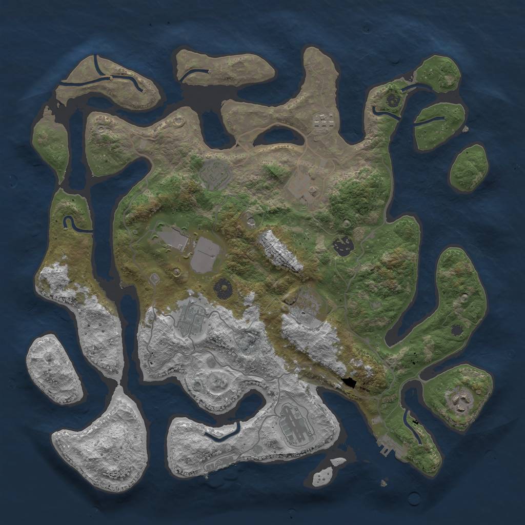 Rust Map: Procedural Map, Size: 4000, Seed: 689777, 14 Monuments