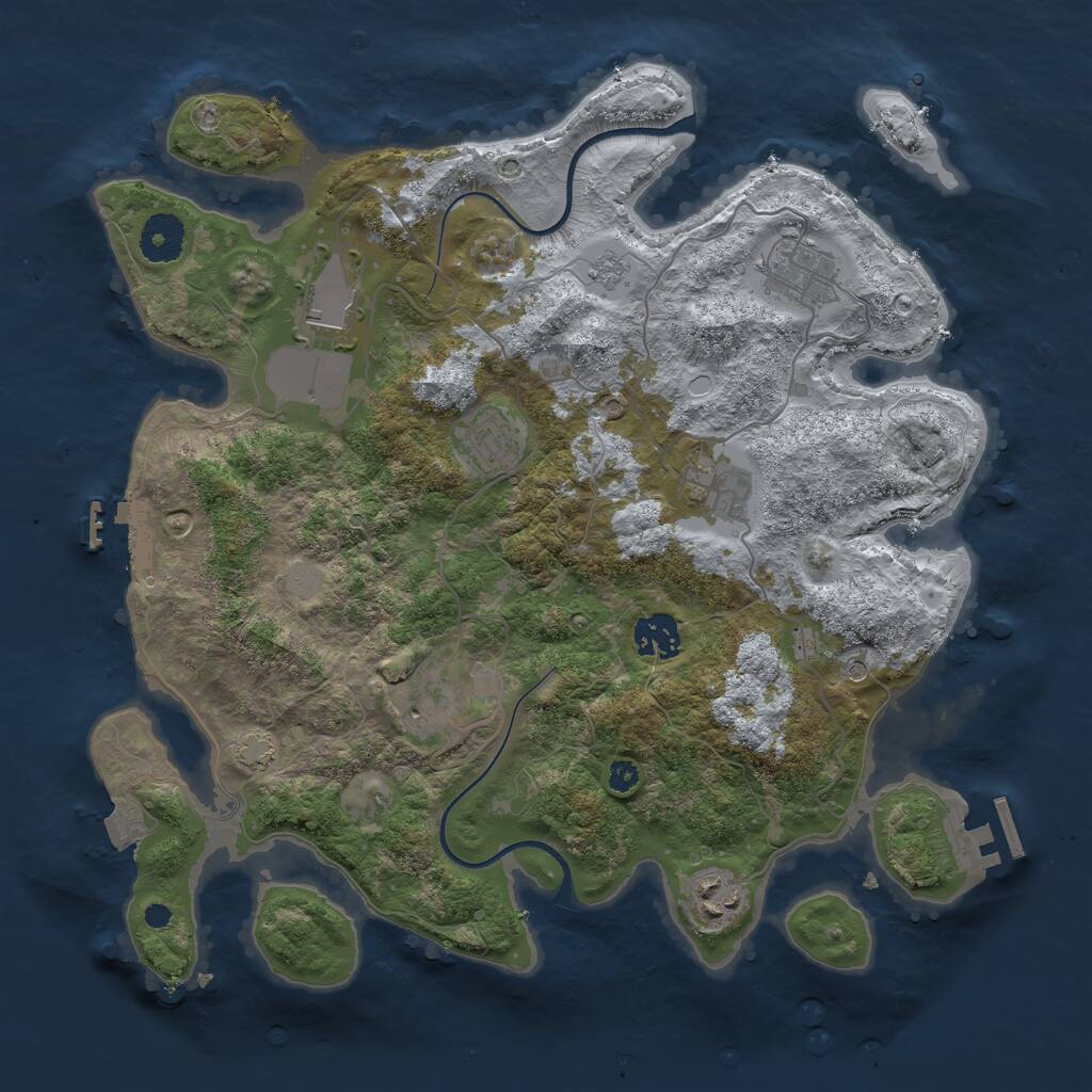 Rust Map: Procedural Map, Size: 3500, Seed: 171201, 13 Monuments