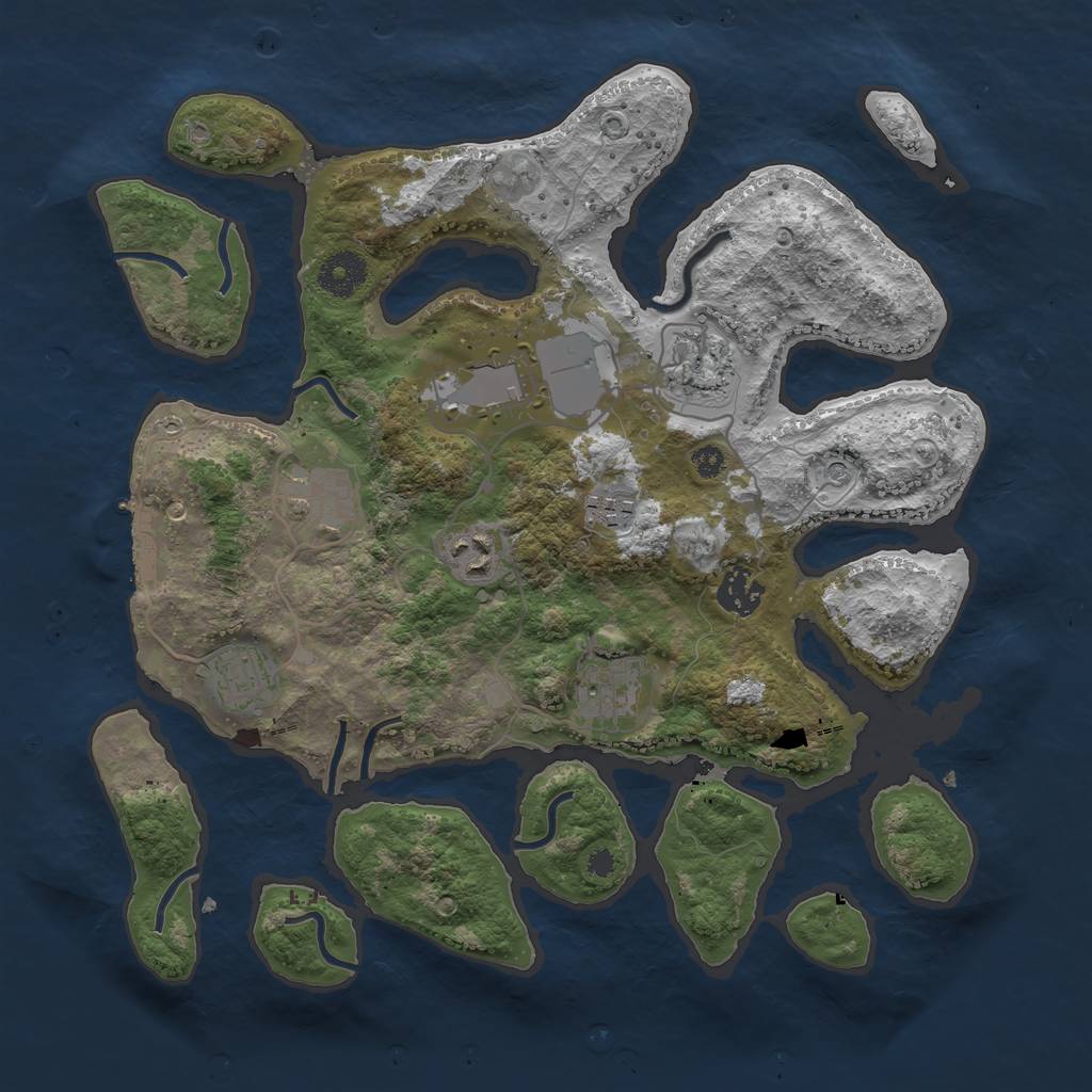 Rust Map: Procedural Map, Size: 3500, Seed: 171201, 12 Monuments