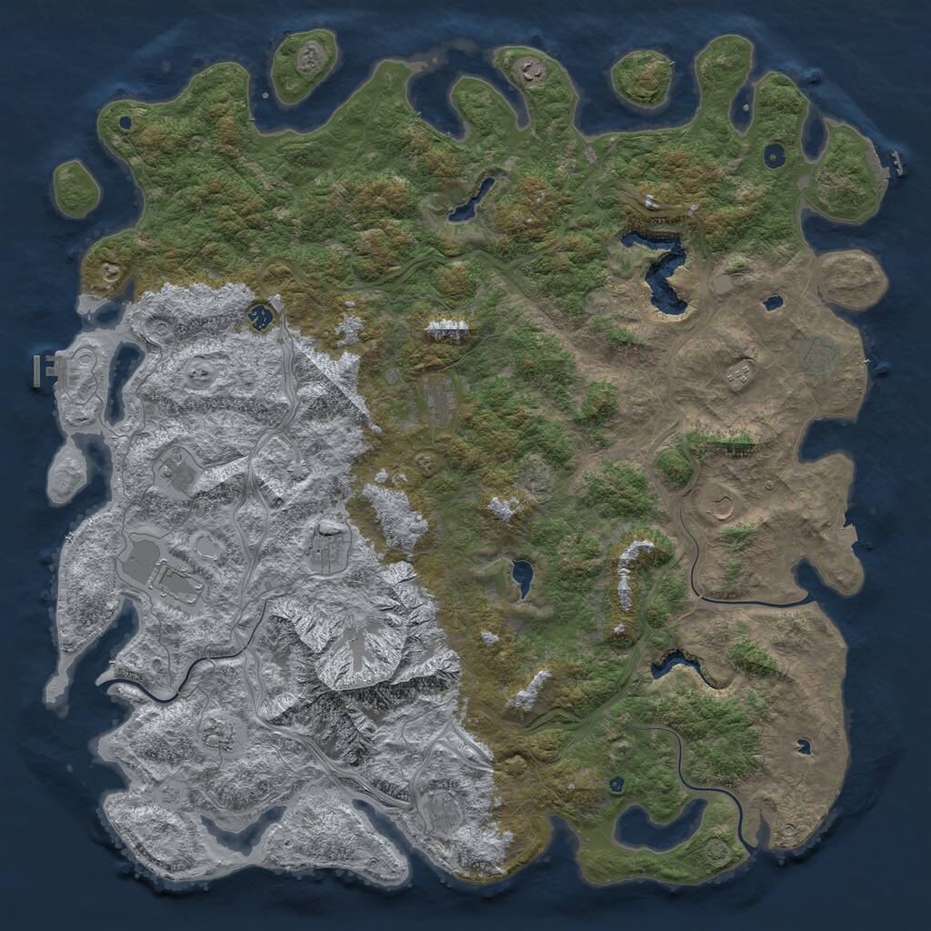 Rust Map: Procedural Map, Size: 6000, Seed: 811103626, 17 Monuments