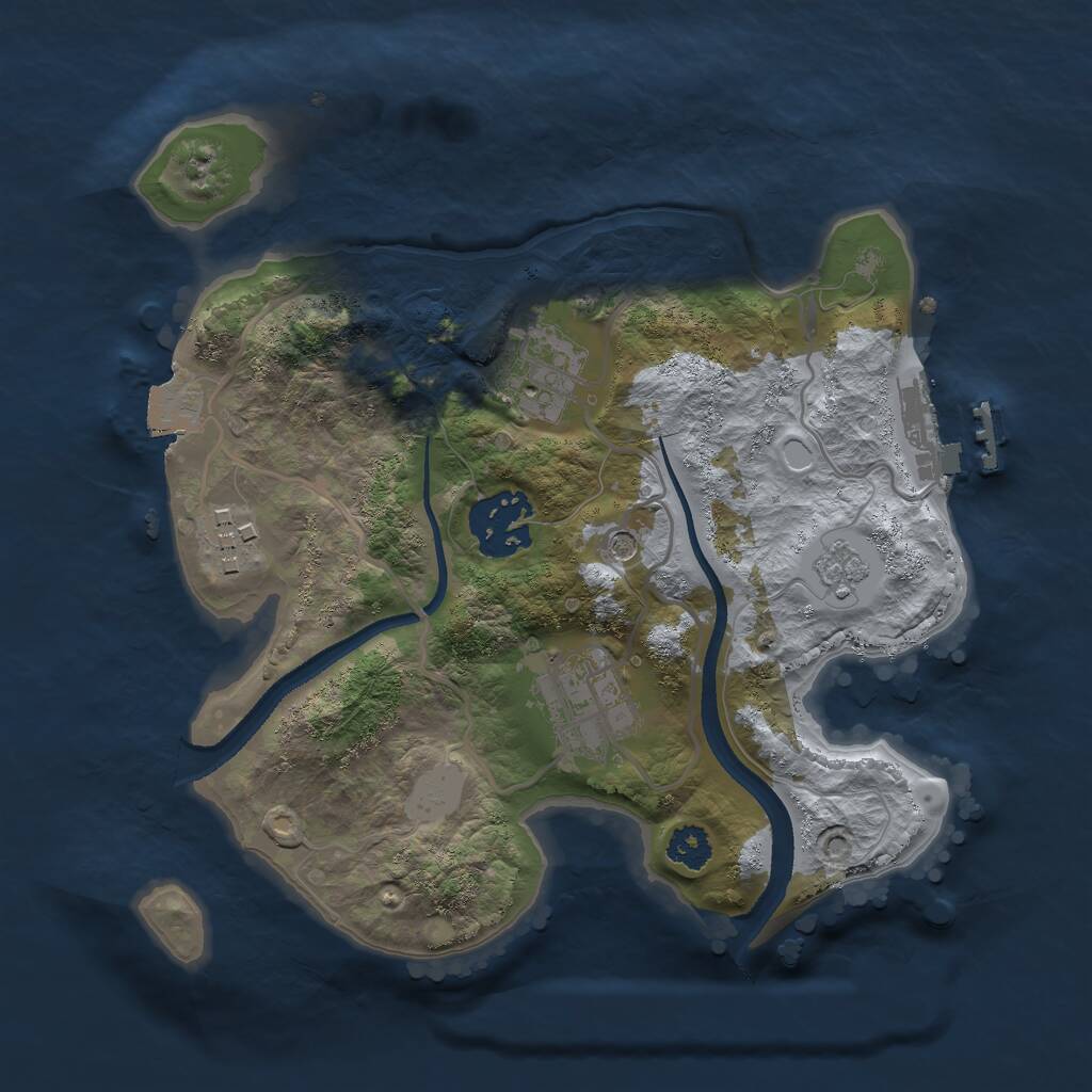 Rust Map: Procedural Map, Size: 2500, Seed: 1618076917, 8 Monuments