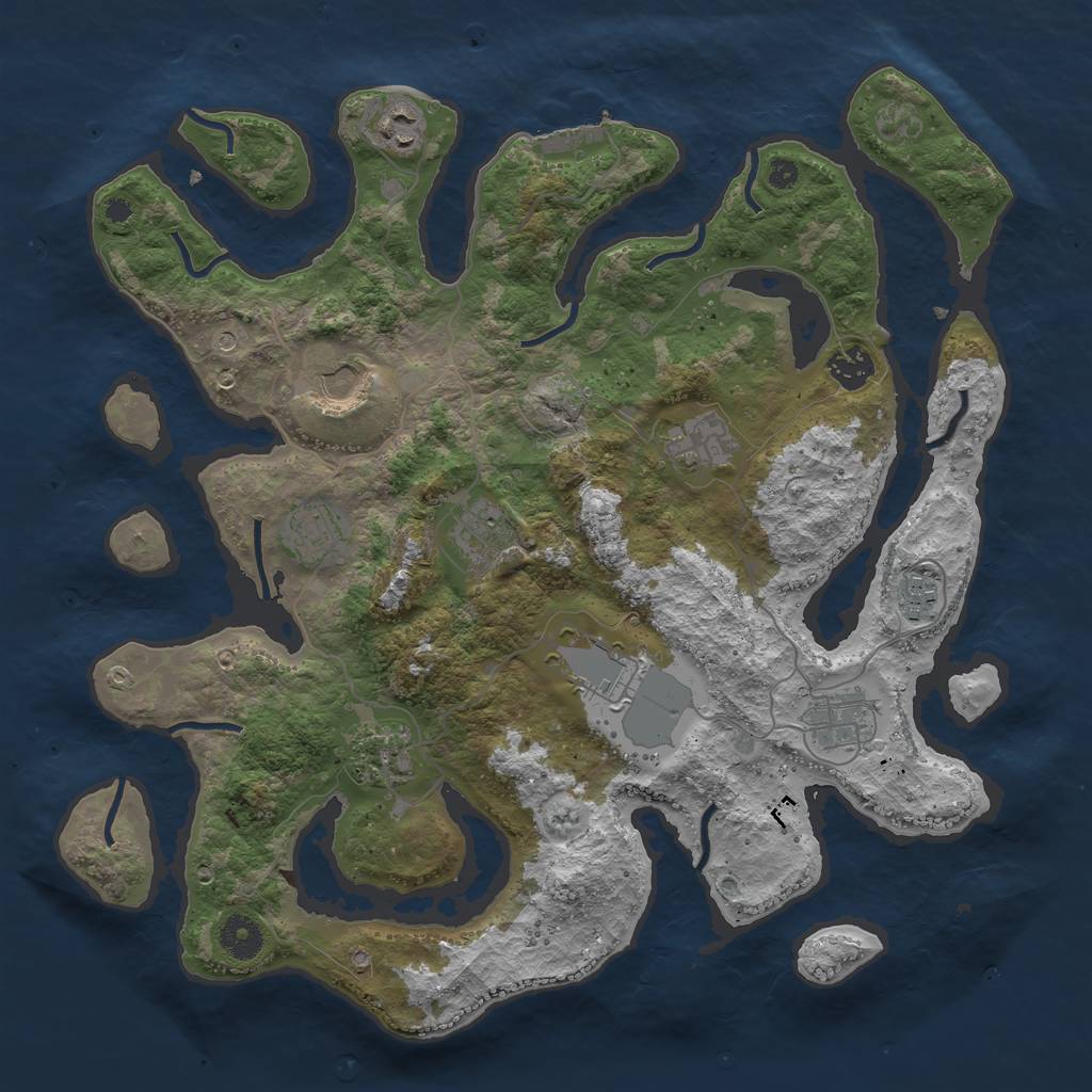 Rust Map: Procedural Map, Size: 3800, Seed: 3460945, 14 Monuments