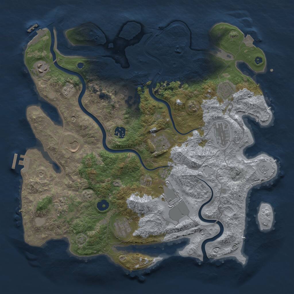 Rust Map: Procedural Map, Size: 3875, Seed: 358752801, 17 Monuments