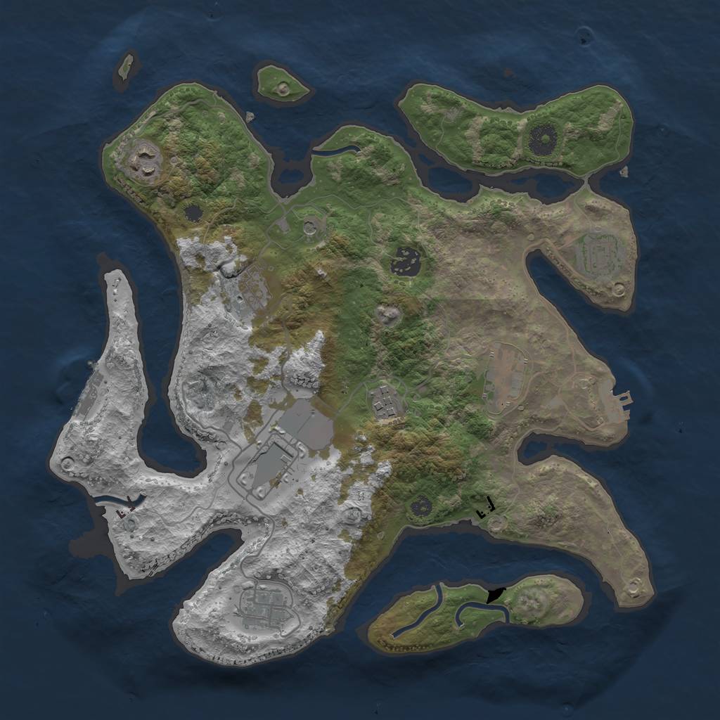 Rust Map: Procedural Map, Size: 3500, Seed: 638892, 13 Monuments