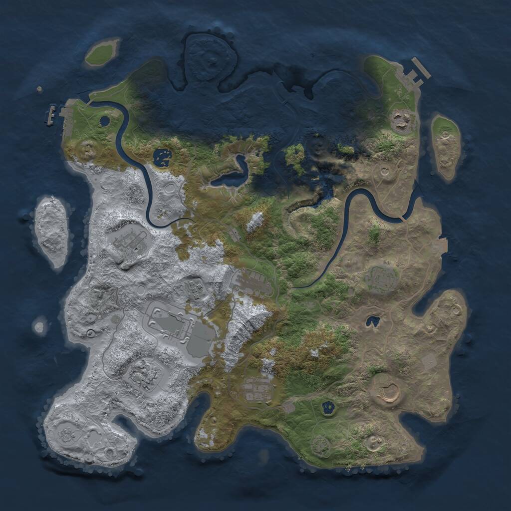 Rust Map: Procedural Map, Size: 4000, Seed: 858500, 16 Monuments