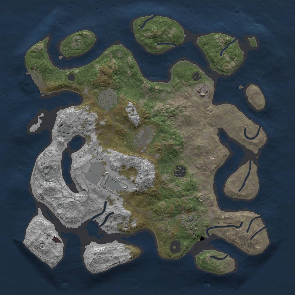 Rust Map: Procedural Map, Size: 3600, Seed: 2105051744, 11 Monuments