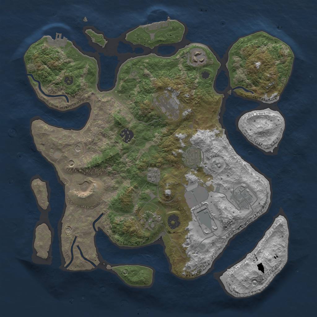 Rust Map: Procedural Map, Size: 3500, Seed: 282894835, 14 Monuments