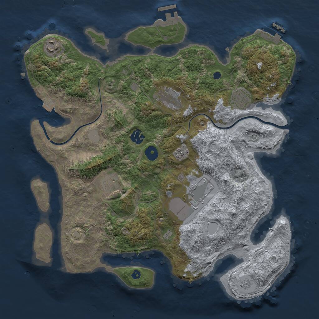 Rust Map: Procedural Map, Size: 3500, Seed: 282894835, 13 Monuments