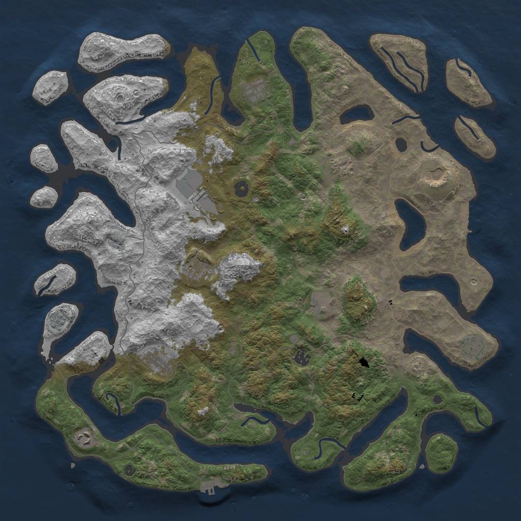 Rust Map: Procedural Map, Size: 5000, Seed: 358, 16 Monuments