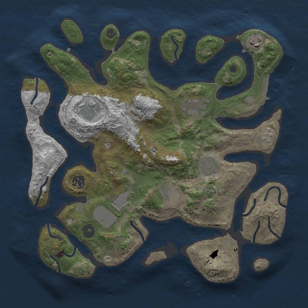 Rust Map: Procedural Map, Size: 3500, Seed: 5124124, 12 Monuments