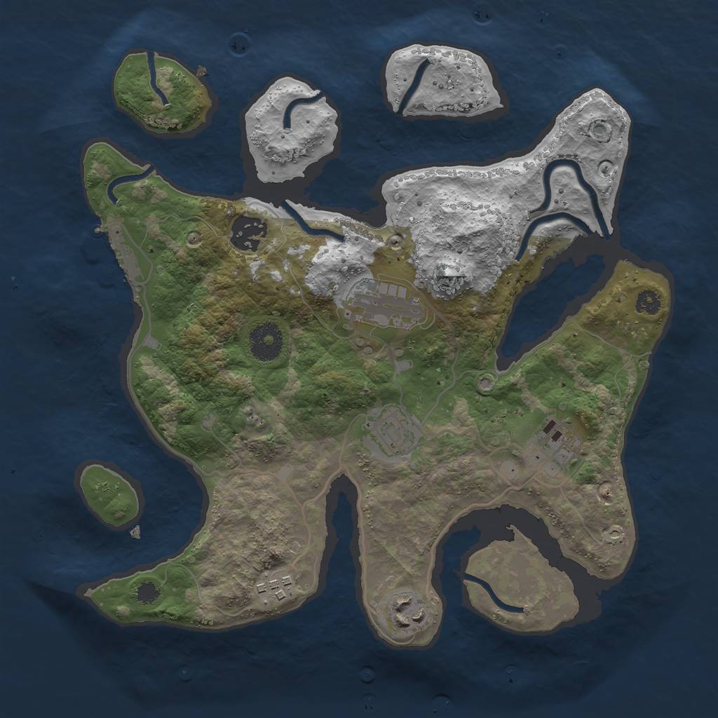 Rust Map: Procedural Map, Size: 3000, Seed: 1010, 9 Monuments