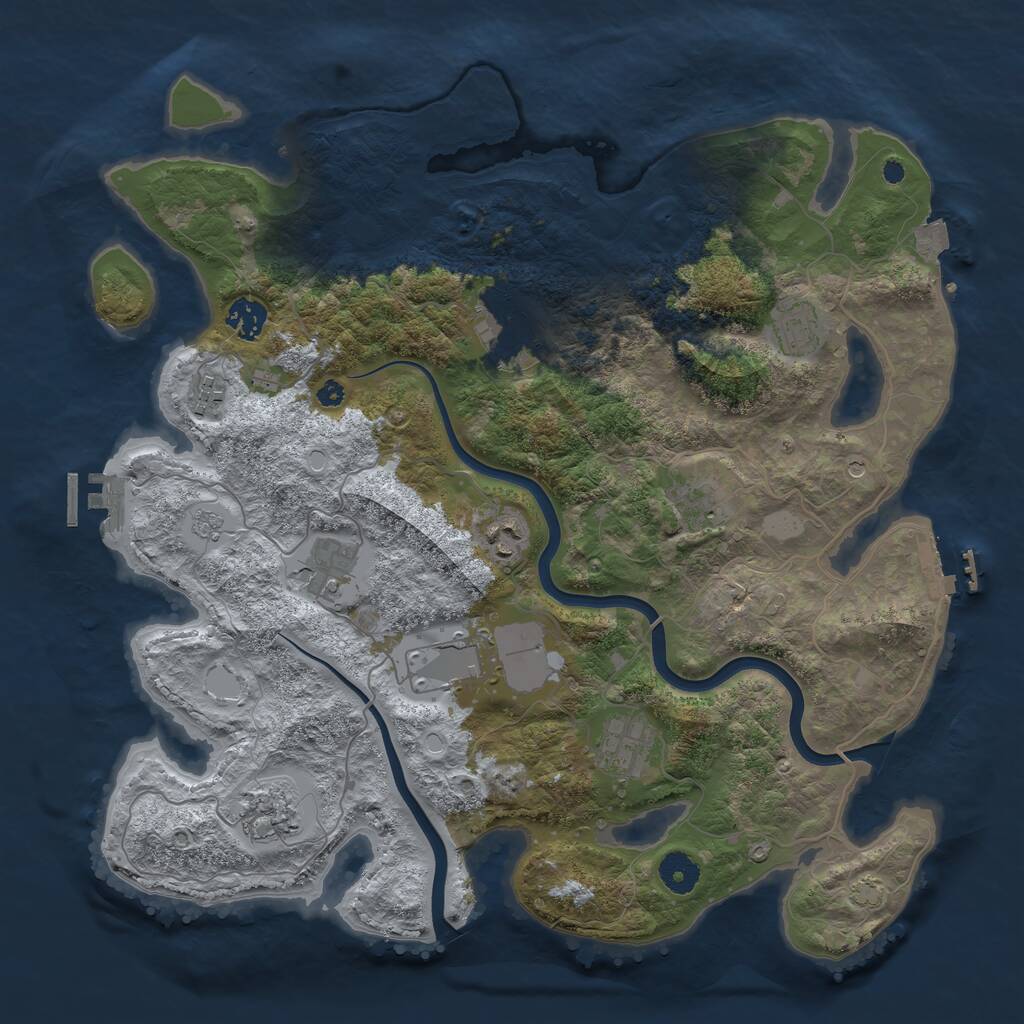 Rust Map: Procedural Map, Size: 3850, Seed: 1945266601, 16 Monuments