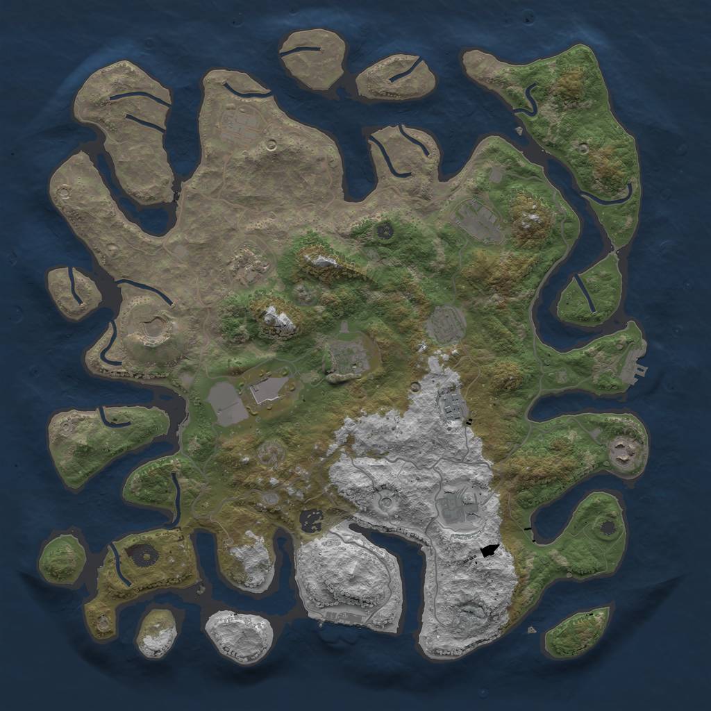 Rust Map: Procedural Map, Size: 4300, Seed: 993612092, 16 Monuments