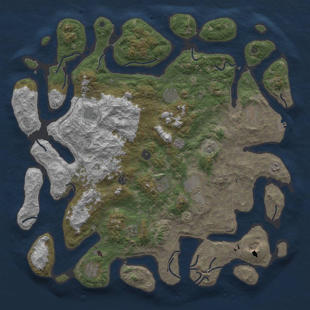 Rust Map: Procedural Map, Size: 5000, Seed: 332561, 15 Monuments