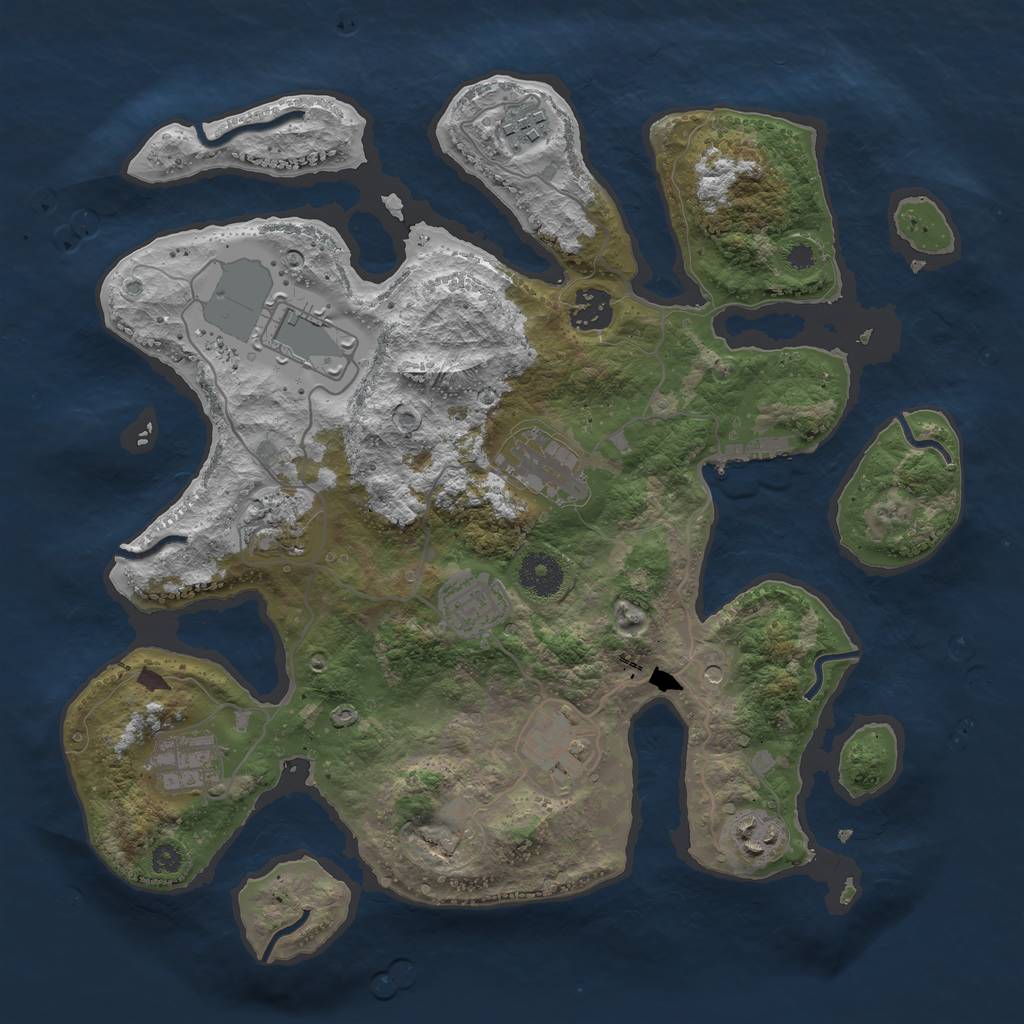 Rust Map: Procedural Map, Size: 3500, Seed: 1341350329, 13 Monuments