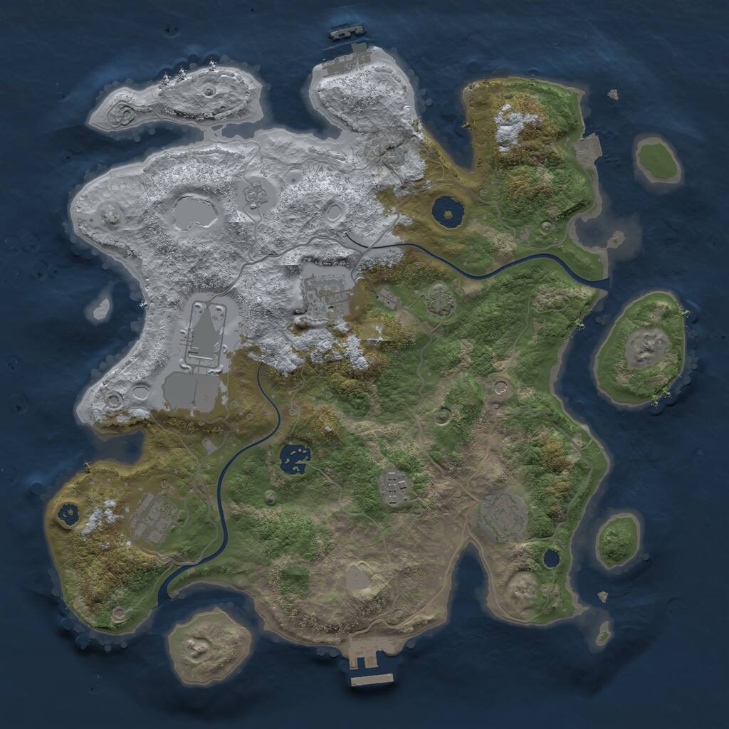 Rust Map: Procedural Map, Size: 3500, Seed: 1341350329, 12 Monuments