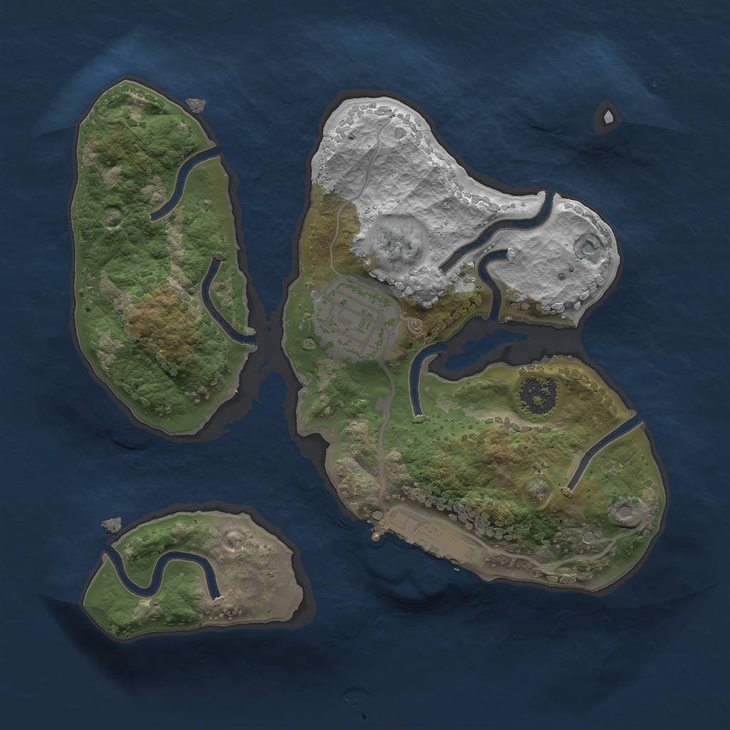 Rust Map: Procedural Map, Size: 2000, Seed: 5253, 4 Monuments