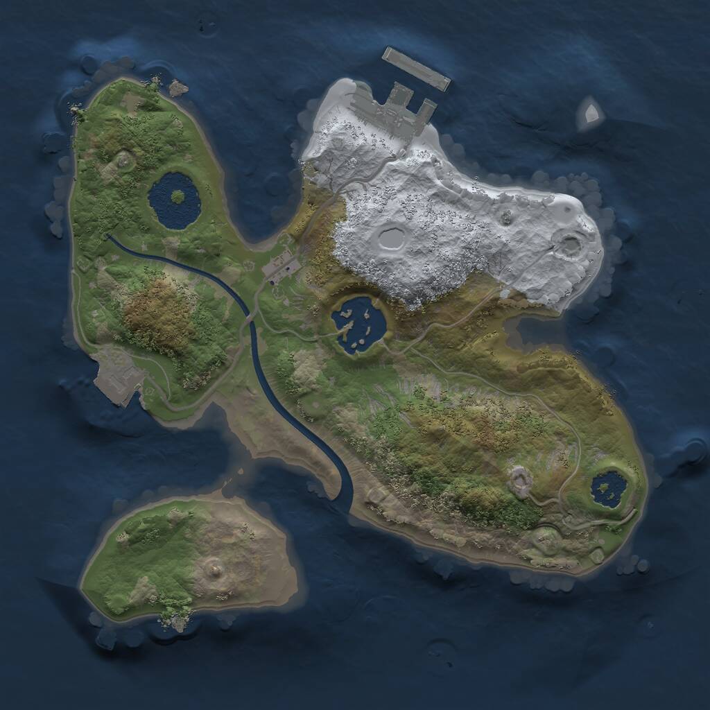 Rust Map: Procedural Map, Size: 2000, Seed: 5253, 3 Monuments