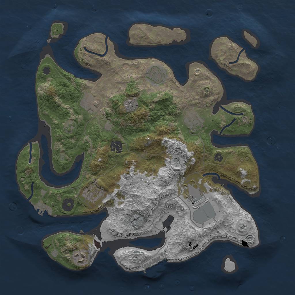 Rust Map: Procedural Map, Size: 3500, Seed: 21648, 13 Monuments