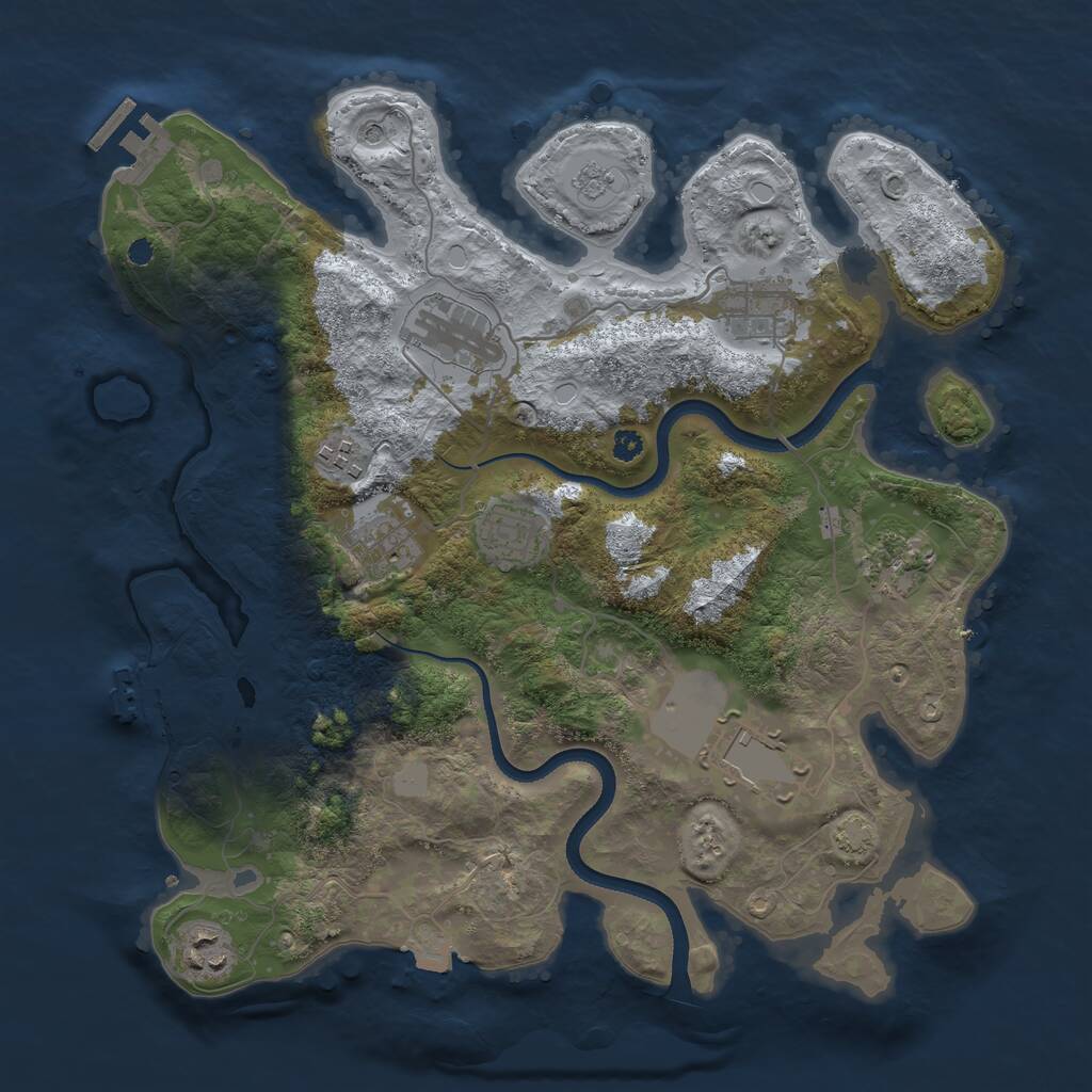 Rust Map: Procedural Map, Size: 3500, Seed: 675903, 14 Monuments
