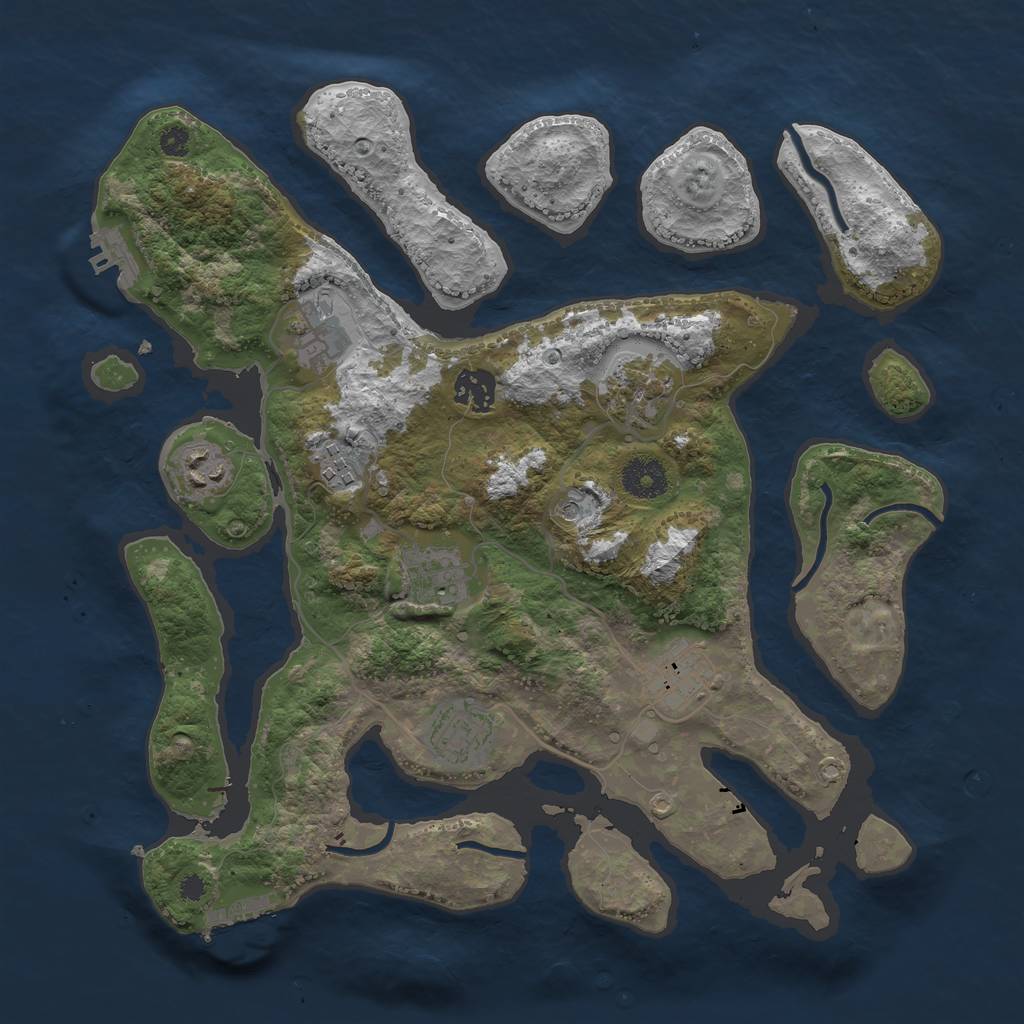 Rust Map: Procedural Map, Size: 3500, Seed: 675903, 13 Monuments