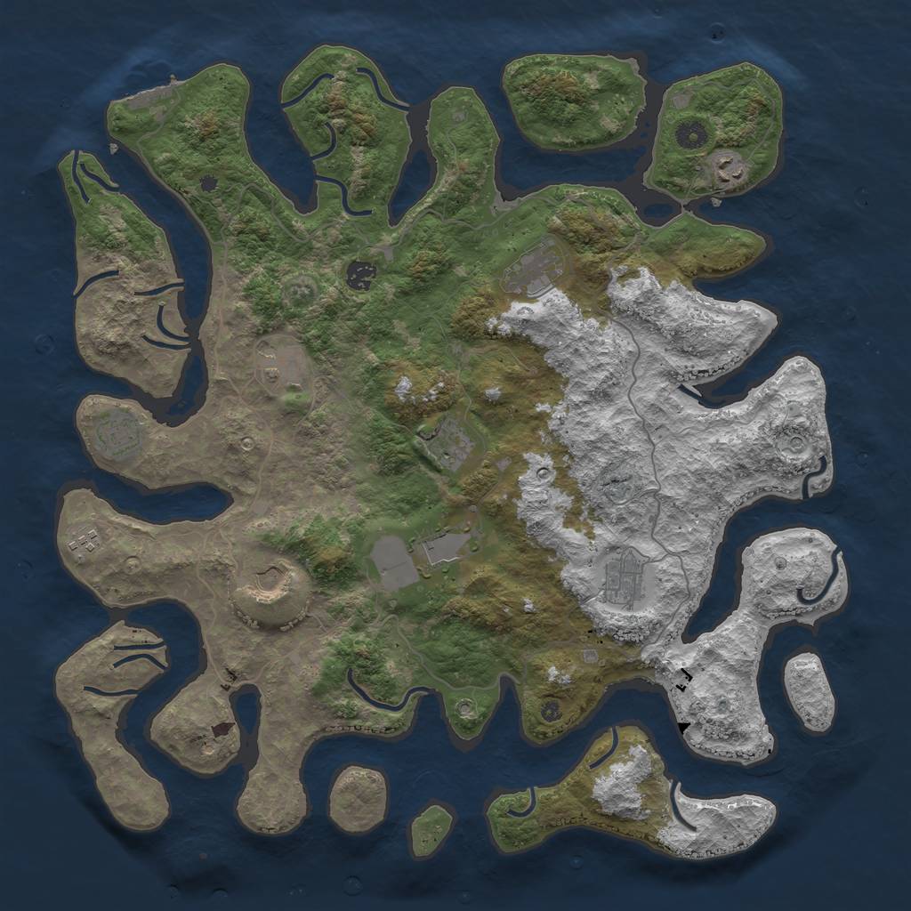 Rust Map: Procedural Map, Size: 4500, Seed: 187734252, 14 Monuments