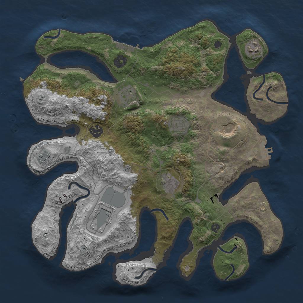 Rust Map: Procedural Map, Size: 3500, Seed: 76541325, 13 Monuments