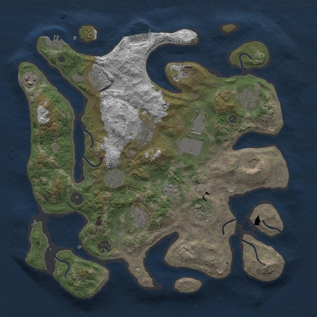 Rust Map: Procedural Map, Size: 3750, Seed: 1321212485, 16 Monuments